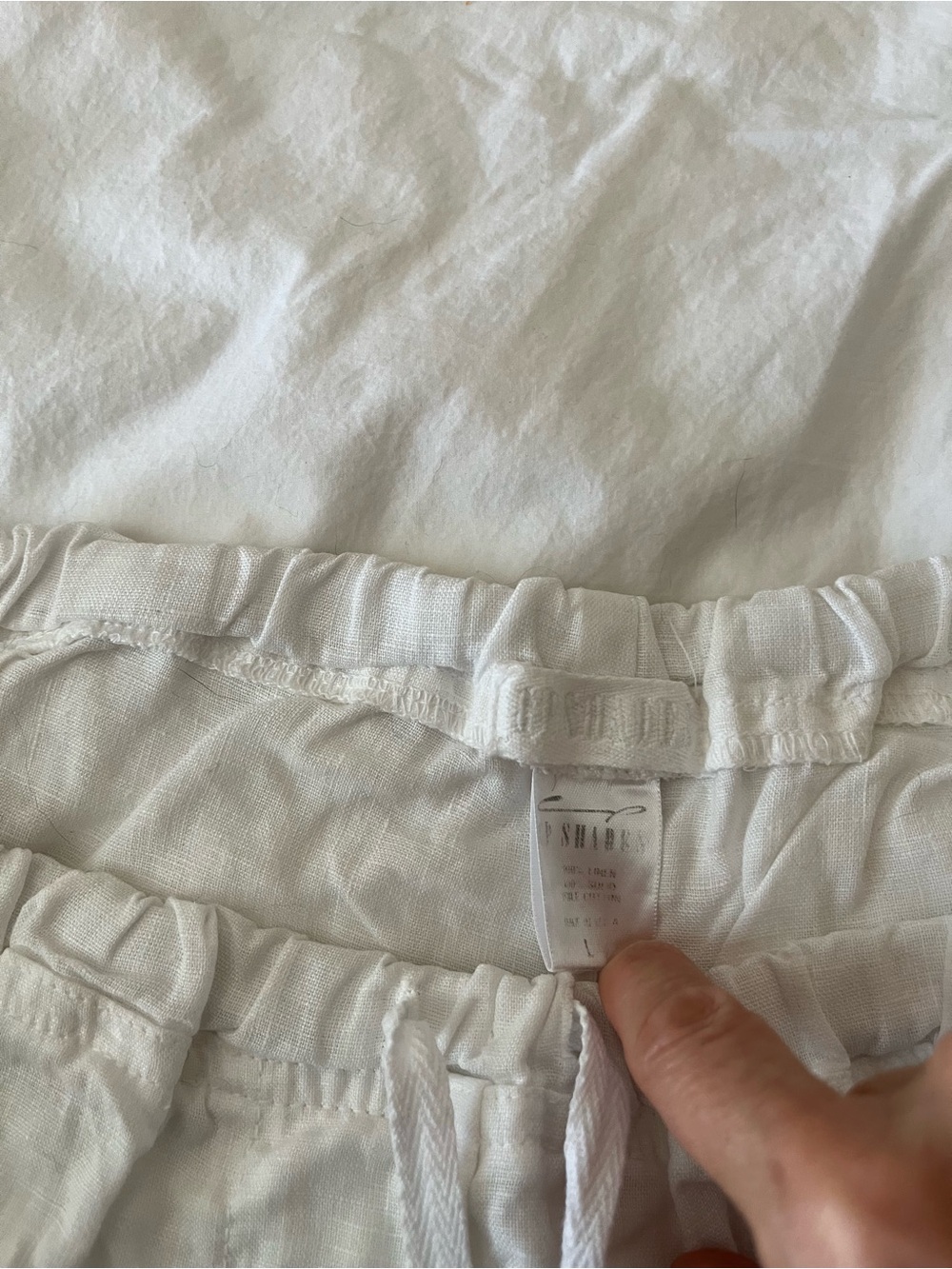 CP SHADES CLASSIC Lightweight White Linen Drawstring Pants - Picture 9 of 12